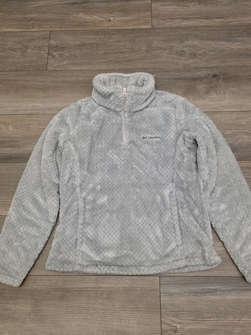 Columbia Kids' Light Gray Fuzzy Half-Zip Pullover Jacket